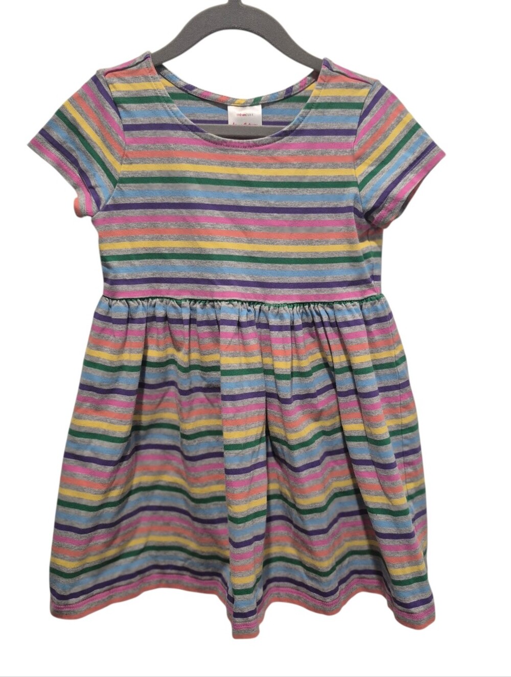 Hanna Andersson Size 5 Rainbow Stripe Casual Dress Short Sleeve 110 cm Kids